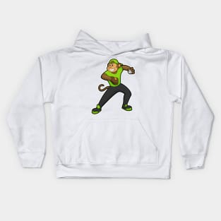 Monkey at Baseball with Baseball bat Kids Hoodie